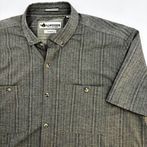 Tallwoods Mens Gray Textured Stretch Short Sleeve Button Down Shirt Size‎ M